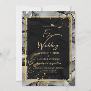 LeahG® Convite de Casamento com Tinta Alcoólica Bl