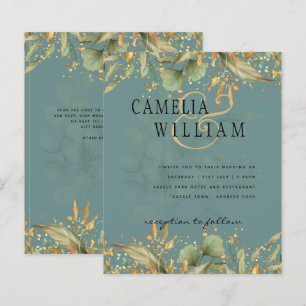 LeahG Greenery deixa Convite de casamento Dourado
