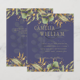 LeahG Greenery Dourado Convite de casamento MUITAS