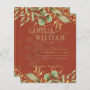 LeahG Greenery Dourado Convite de casamento MUITAS