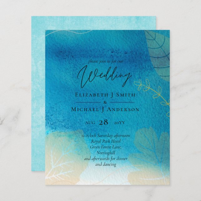 LeahG ORÇAMENTO Casamento Oceano Azul (Frente/Verso)