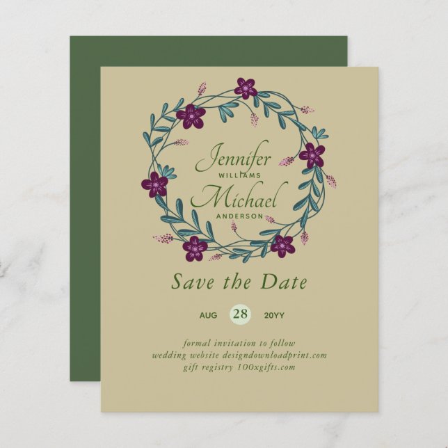 LeahG ORÇAMENTO Salvar Data de Poupança Plum Frast (Frente/Verso)