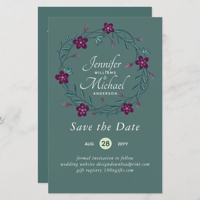 LeahG ORÇAMENTO Salvar Data de Poupança Plum Frast (Frente/Verso)