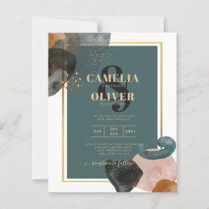 Leahg TEAL EARTH TONES CONVITE DE CASAMENTO Código
