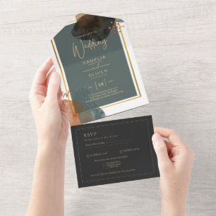 Leahg TEAL EARTH TONES CONVITE DE CASAMENTO Código