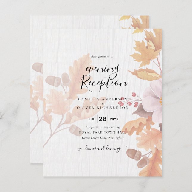 LeahG Terracotta Fall deixa Convite de casamento (Frente/Verso)