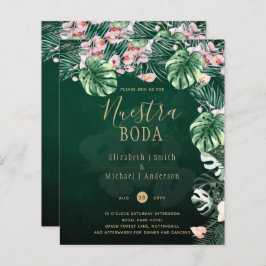 LeahG Tropical Verde Rosa Floral Folha Casamento