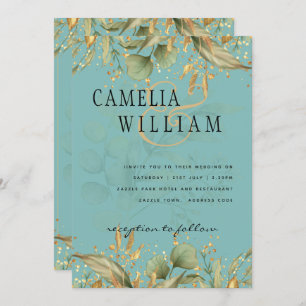 LeahG Vidro-Vidro Vidro Dourado Convite de casamen