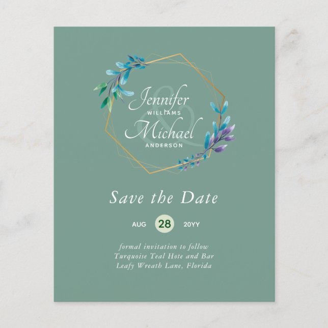 LeahG Watercolor Deixa casamento moderno com data  (Frente)