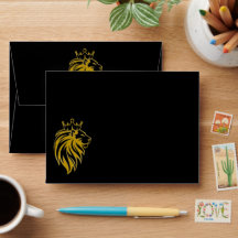 Leão Com Coroa - Estilo Dourado 2 + seu texto