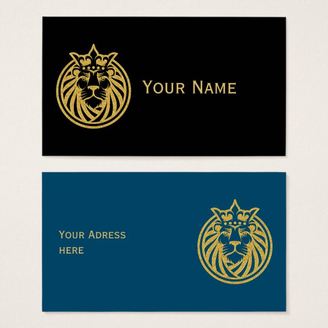 Leão com Coroa - Estilo Dourado 4 (Frente & Verso)