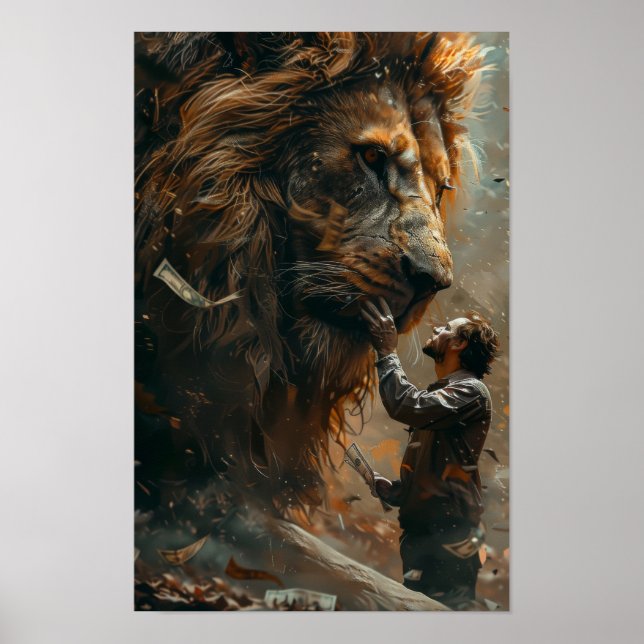 Leão de Dinheiro: Poster único apresentando um leã (Frente)