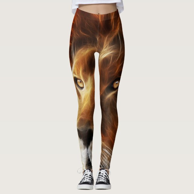 Leão de Judah - Jah Rasta - Leggings do Power Yoga (Frente)