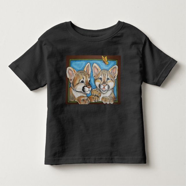 Leão de Montanha Puma Gatos Cubos de Arte T Camisa (Frente)