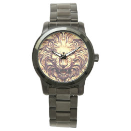 Leão de Ouro Rugindo Cabeça eWatch Relógio