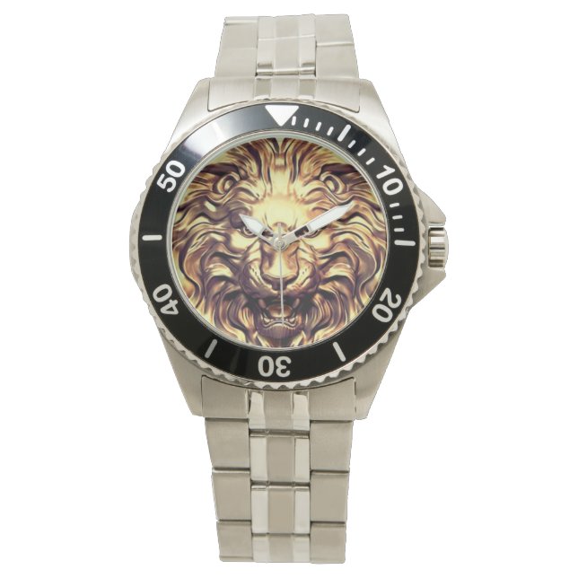 Leão de Ouro Rugindo Pulseira Relógio eWatch (Frente)