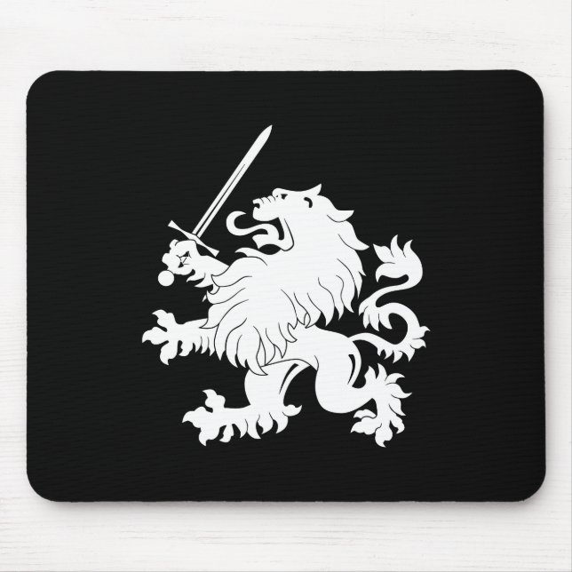 Leão desenfreado com heráldica Mousepad da espada (Frente)