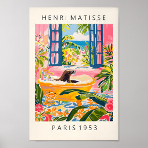 Leão-Do-Mar Na Bathtub, Poster Engraçado, Arte Mat