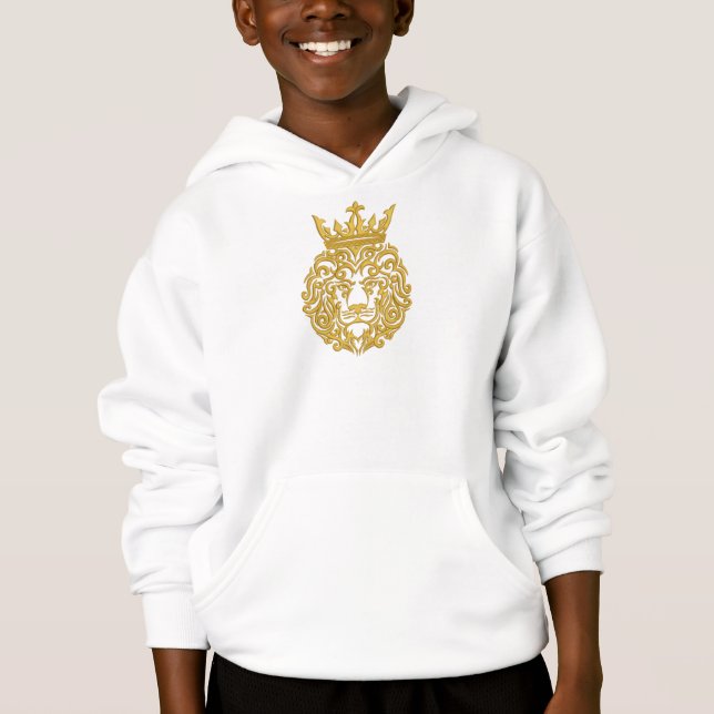 Leão Dourado com Coroa - Estilo de Bordado Majesto (Frente)