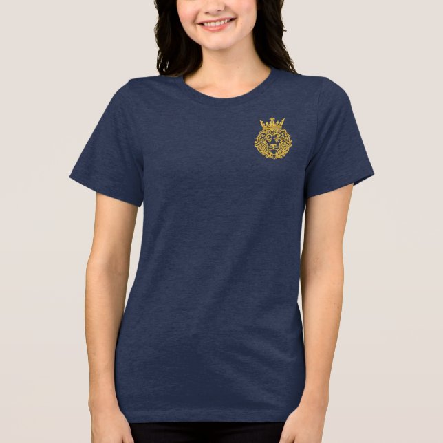 Leão Dourado com Coroa - Estilo de Bordado Majesto (Frente)