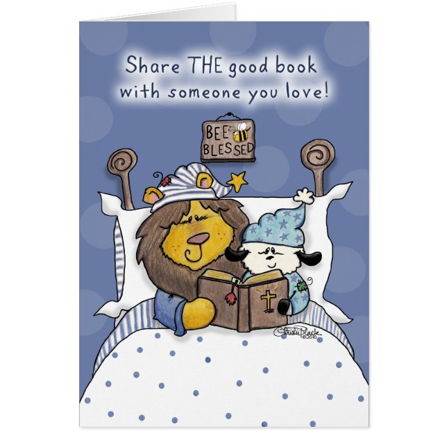 Leão e Lamb compartilham o bom cartão de livro (Frente)