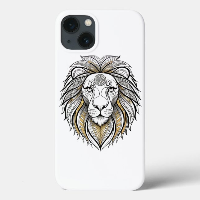 Leão Geométrico | Mandala Lion King capas de iphon (Verso)