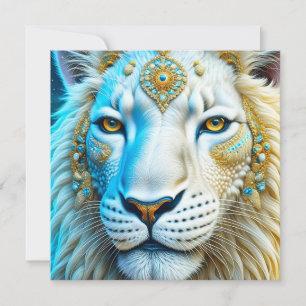 Leão Majestoso Branco e Dourado