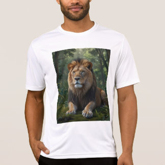 Leão Majestoso na Camiseta Florestal