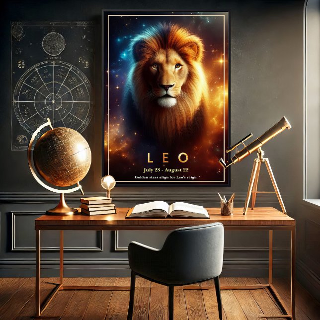 Leão, o Poster Celestial do Leão Zodíaco (Criador carregado)