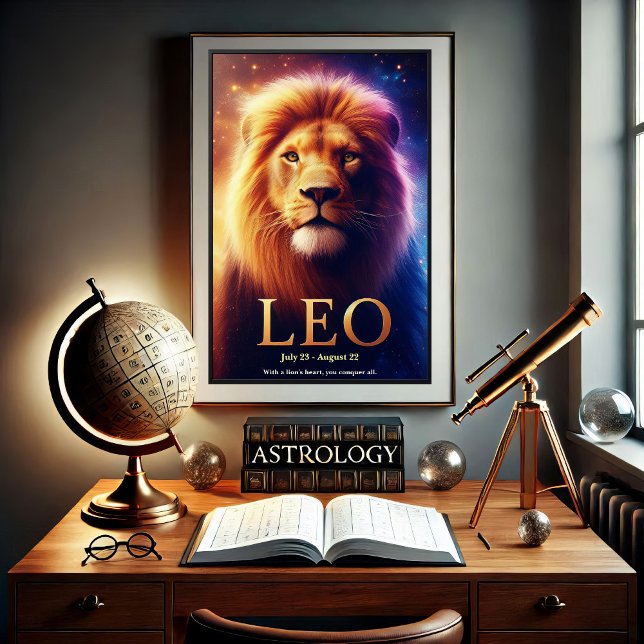Leão, o Poster Celestial do Leão Zodíaco (Criador carregado)