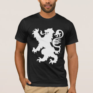 Leão preto do branco da heráldica da camisa