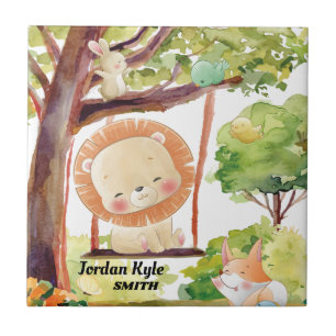 Leão, Raposa, Coelho e Pássaros Balançando Naturez