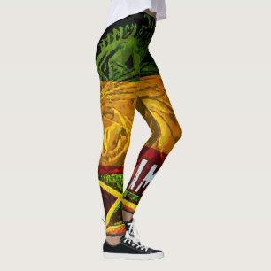 Leão rasta de leggings judaicas com bandeira jamai
