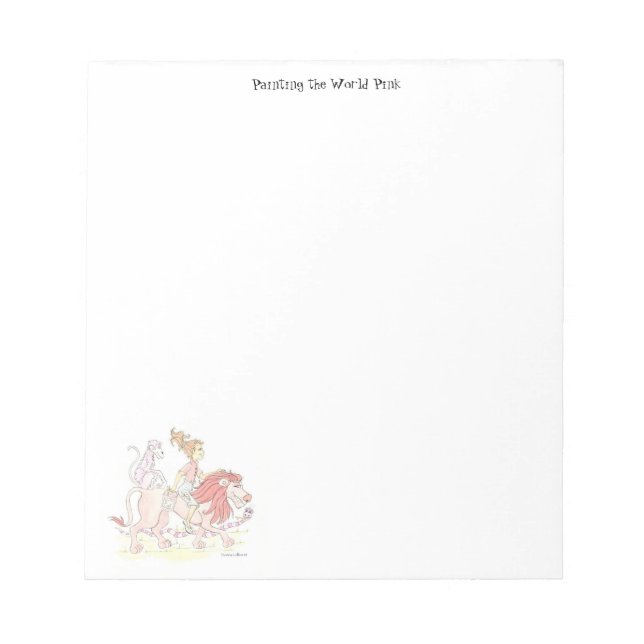 Leão Rosa com Bloco de Notas de Menina (Frente)