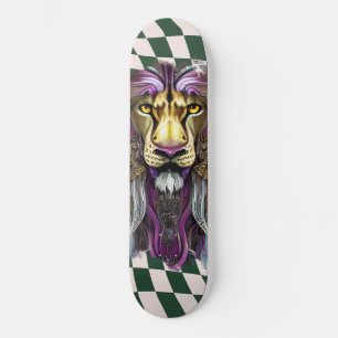 Leão roxo retrô verde verificado na skate