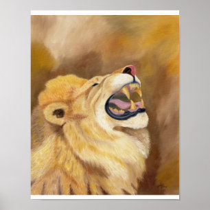 Leão ruivo castanho impressão 11"x14"