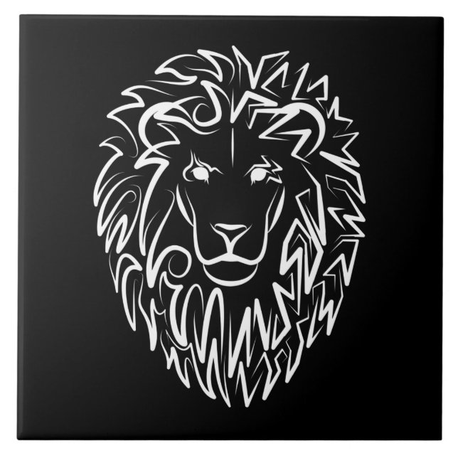 Leão Tribal Negro e Branco (Frente)