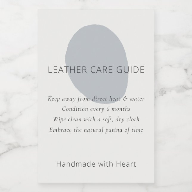 Leather Care Guide Slate Artisan 2x3 Custom Label (Rótulo Único)