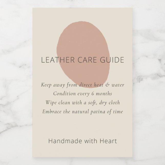 Leather Care Guide Terracotta Artisan Custom Label (Rótulo Único)