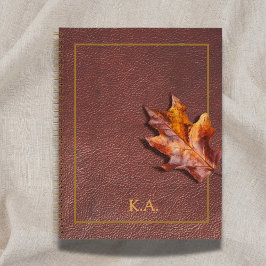 Leather-Look Gold Frame Red Autumn Leaf