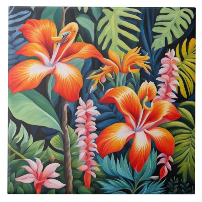 Leaves and Floral Flower Colourful Modern Art (Frente)