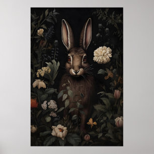 Lebre Coelho Floral Mal-humorado Impressão Florest