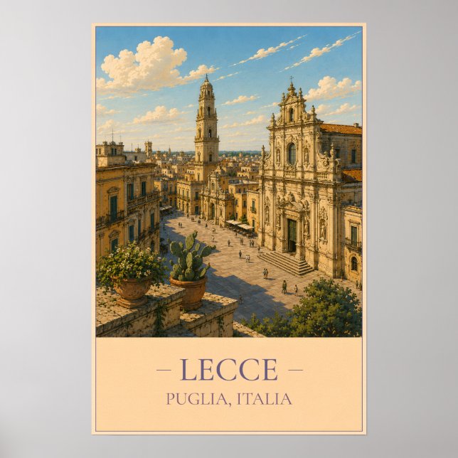 Lecce, Italy – Vintage Travel Poster (Frente)