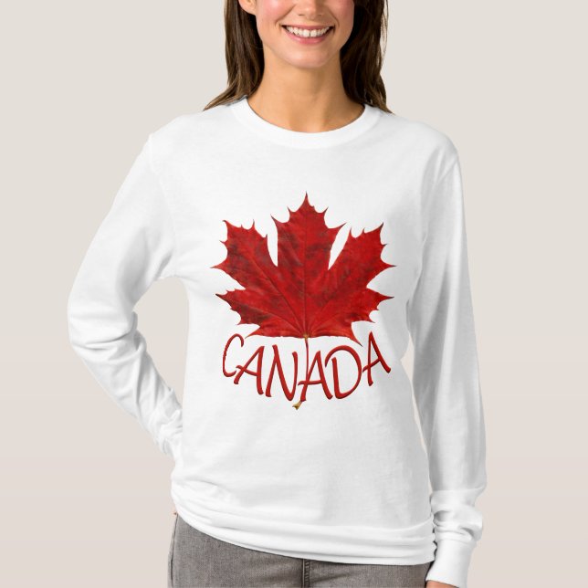 Legal Canadá Camisas Retro Mapeamento Leaf Souveni (Frente)