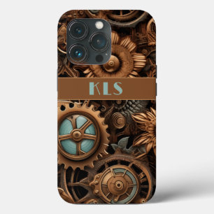 Legal Castanho-Vazio e Cogs-Teal e Flores