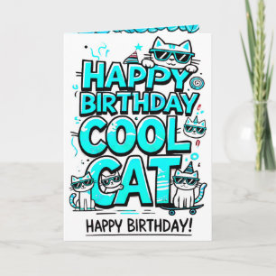 Legal Cat com cartão de aniversário Cyan Shades