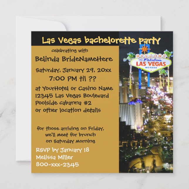 Legal convites para a Bachelorette de Las Vegas (Frente)
