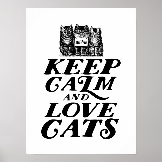 Legal Gato de Amor Calmo Poster para Gato Lover (Frente)