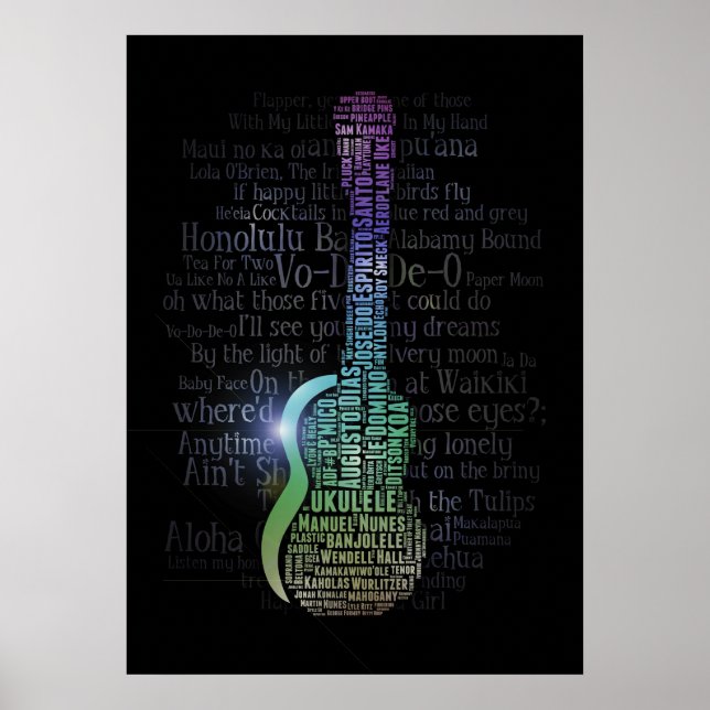 Legal História do Ukulele, Poster de Nuvem do Word (Frente)