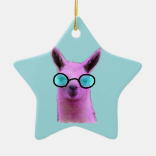 Legal Llama Rosa! Enfeites de natal cerâmico